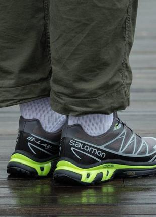 Мужские кроссовки salomon xt-6 grey\salt серые с салатовым саломон водонепроницаемые весенние (b)4 фото