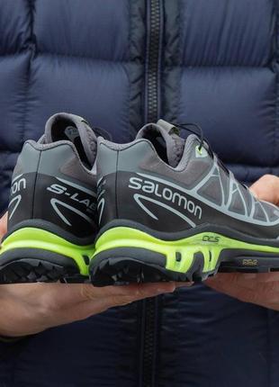 Мужские кроссовки salomon xt-6 grey\salt серые с салатовым саломон водонепроницаемые весенние (b)7 фото