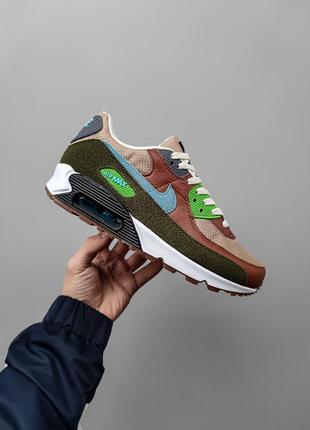 Чоловічі кросівки коричневі з блакитним nike air max 90 hemp