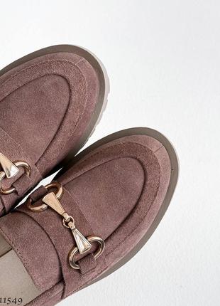 Замшеві жіночі туфлі лофери з натуральної замші4 фото