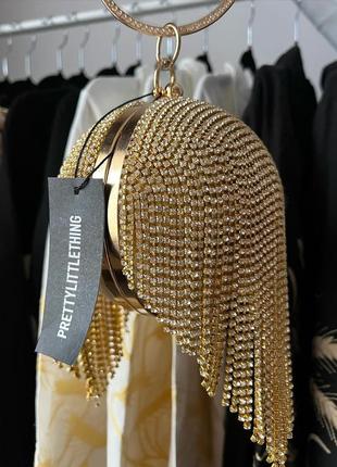 Розпродаж сумка prettylittlething сумочка клатч золота asos діамантова5 фото