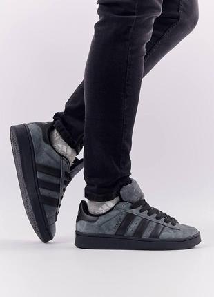 Чоловічі замшеві кросівки adidas campus 00s dark gray black, чоловічі кеди адідас сірі. чоловіче взуття