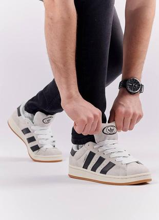 Чоловічі замшеві кросівки adidas campus 00s beige black, чоловічі кеди адідас бежеві. чоловіче взуття