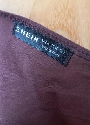 Шикарная коричневая блуза с завязками shein блузка рубашка сорочка с объёмными рукавами3 фото