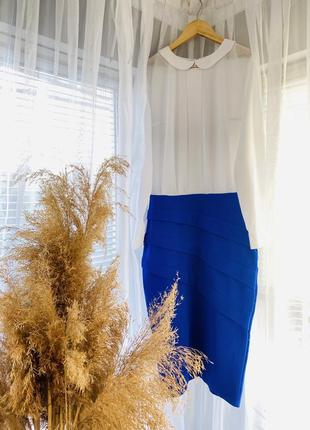 Комбінована сукня карандаш юбка блузка міді