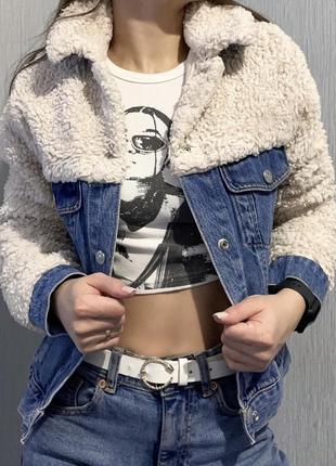 Джинсова куртка з барашком, джинсовка topshop1 фото