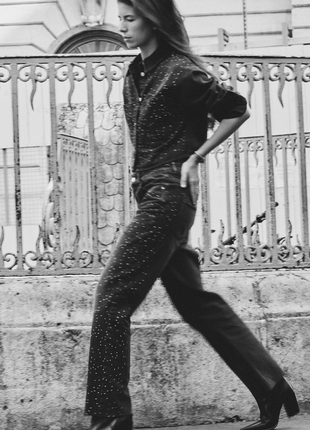 Прямі джинси zara із стразами5 фото