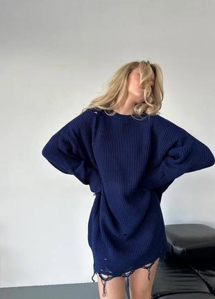 Синяя туника платье свитер3 фото