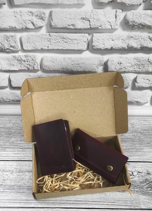 Подарочный набор dnk leather №11 (ключница + обложка на права, id паспорт) фиолетовый