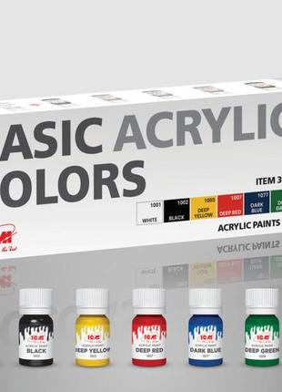 Набір базових акрилових фарб збірних моделей icm 3010 basic acrylic colors paint set