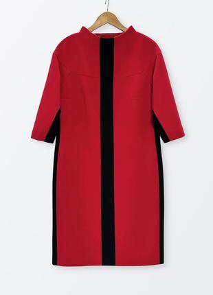 Красное с черным платье - футляр из плотного качественного трикотажа1 фото