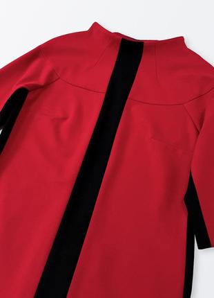 Красное с черным платье - футляр из плотного качественного трикотажа3 фото