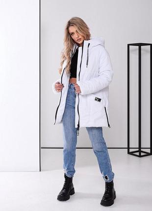 Біла куртка євро зима жіноча білого кольору арт. 957