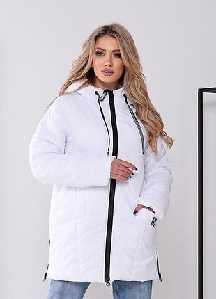 Біла куртка євро зима жіноча білого кольору арт. 957