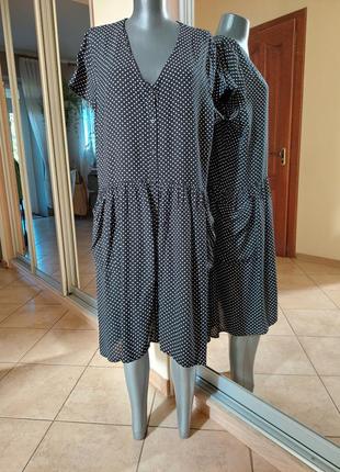 Вискозное на пуговицах с карманами платье 👗