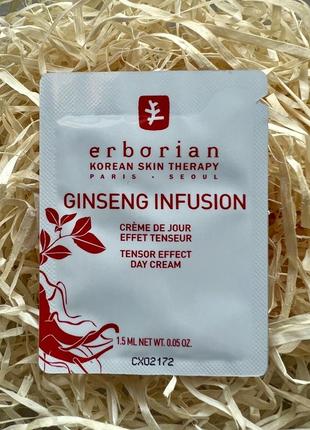 Восстанавливающий дневной крем "женень" erborian ginseng infusion пробник 1,5 мл