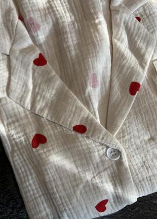 Муслінова піжама в сердечко. мусліновий костюм. ночнушка в сердечко.4 фото