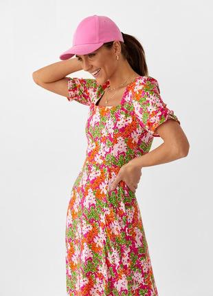 Длинное платье с квадратным декольте и распоркой barley - розовый цвет, s (есть размеры)6 фото