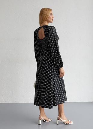 Платье в горошек с вырезом на спинке elisa - черный цвет, s (есть размеры)2 фото