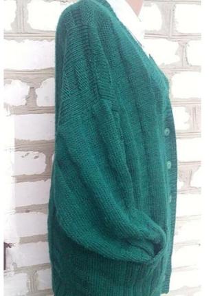 Aran теплый зеленый кардиган кофта винтаж этно меринос ирландия оверсайз9 фото