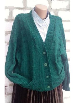Aran теплый зеленый кардиган кофта винтаж этно меринос ирландия оверсайз6 фото