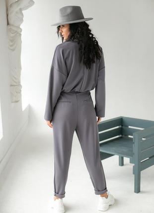 Лаконічний костюм-двійка etica — сірий колір, xs (є розміри)2 фото