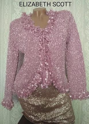 В'язаний кардиган elizabeth scott з пухнастими манжетами і коміром, кофта на зав'язках