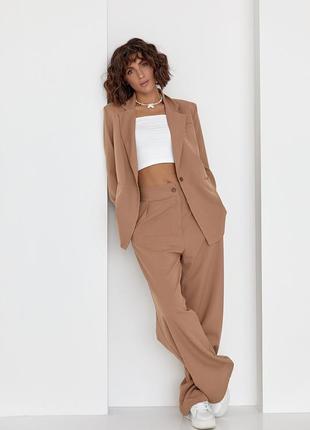 Женские брюки свободного кроя с карманами - коричневый цвет, l (есть размеры)3 фото