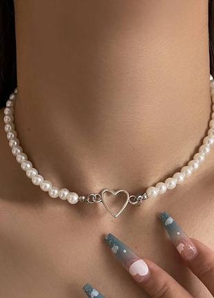 Чокер жемчуг перлина белый подвеска колье ожерелье намисто бусы3 фото