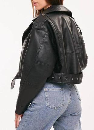Куртка косуха черная эко кожа на подкладке китай4 фото