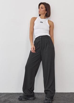 Женские брюки в полоску - черный цвет, l (есть размеры)3 фото