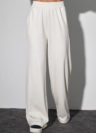 Жіночі трикотажні штани-кюлоти — кремовий колір, m (є розміри)1 фото