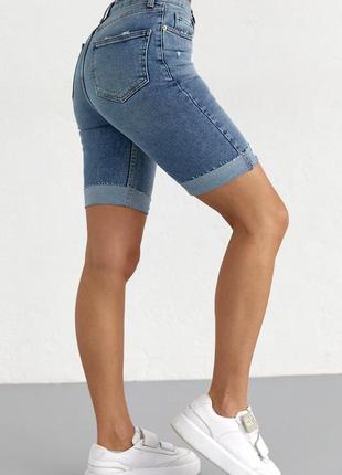 Женские джинсовые шорты с подкатом - джинс цвет, 34р (есть размеры)2 фото