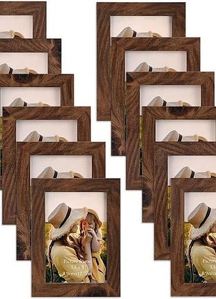 Набір exyglo з 12 фоторамок 9 x 13 см, коричневі колажні фоторамки зі справжнім склом для фотографій і малюнків 13 x 9 см, настінн