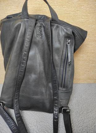Шкіряний великий чорний рюкзак4 фото