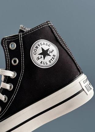 Converse chuck taylor high platform black трендові класичні кеди конверс на високій підошві чорні весна літо женские кеды на высокой подошве5 фото