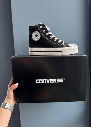 Converse chuck taylor high platform black трендові класичні кеди конверс на високій підошві чорні весна літо женские кеды на высокой подошве