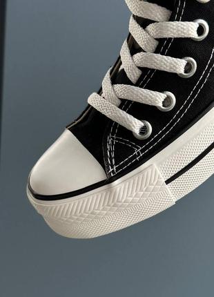 Converse chuck taylor high platform black трендові класичні кеди конверс на високій підошві чорні весна літо женские кеды на высокой подошве3 фото