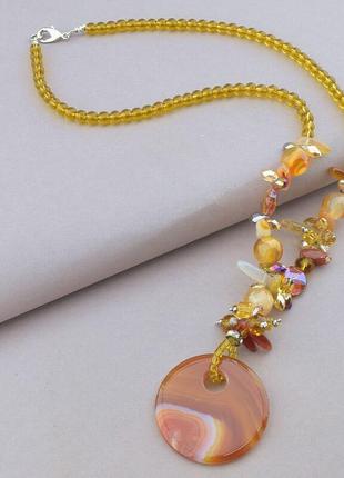 Буси сердолик, чеський кришталь 62 см.