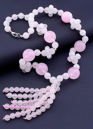 Бусы розовый кварц 55 см.
