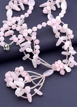 Буси рожевий кварц 62 см.