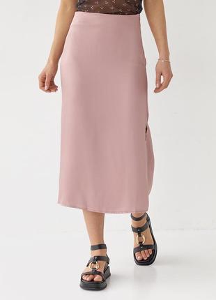 Атласна спідниця міді з боковим розрізом артикул: 13953