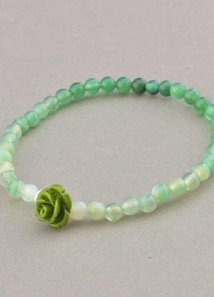 Оригинальный браслет с натуральным   агат,полимерная глина 16 см.