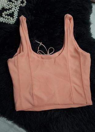 Стильный топ.кроп топ со шнуровкой от bershka/топ в рубчик на шнуровке4 фото
