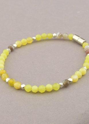 Оригінальний браслет із натуральним жадеїтом, агат 17 см.