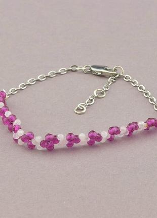 Оригинальный браслет с натуральным   розовый кварц,кварц 18 см.