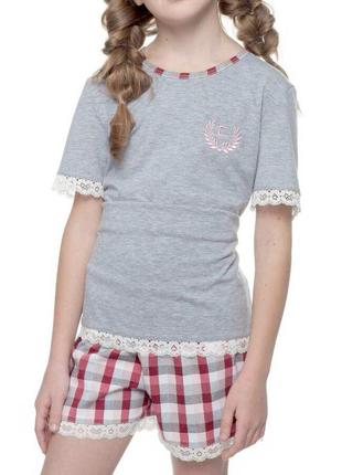 Бавовняний домашній комплект з коротким рукавом на дівчинку ellen gnp 029/001