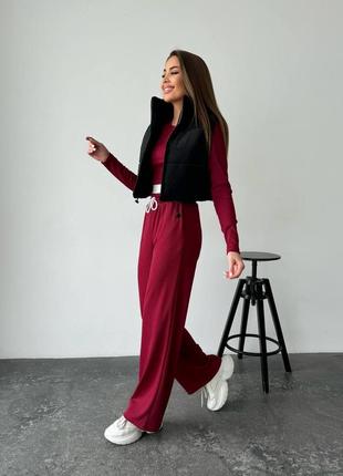 Женский костюм тройка, костюм рубчик и жилет