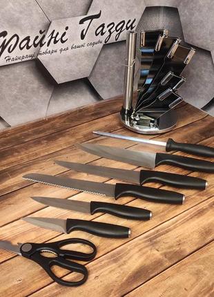 Набір кухонних ножів на підставці, 7 предметів2 фото