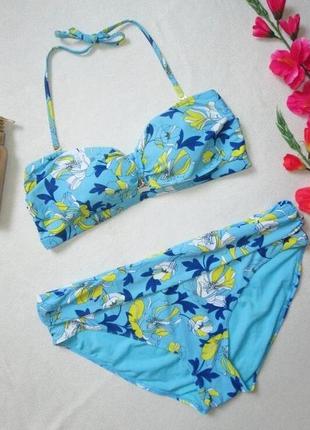 Суперовый раздельный купальник бандо в цветочный принт с отворотом tu 🌺👙 🌺